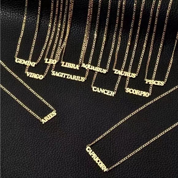 ⭐️ 14k Gold 18” Figaro Zodiac  Name Plate Necklace.(All 12signs available) - Picture 14 of 14